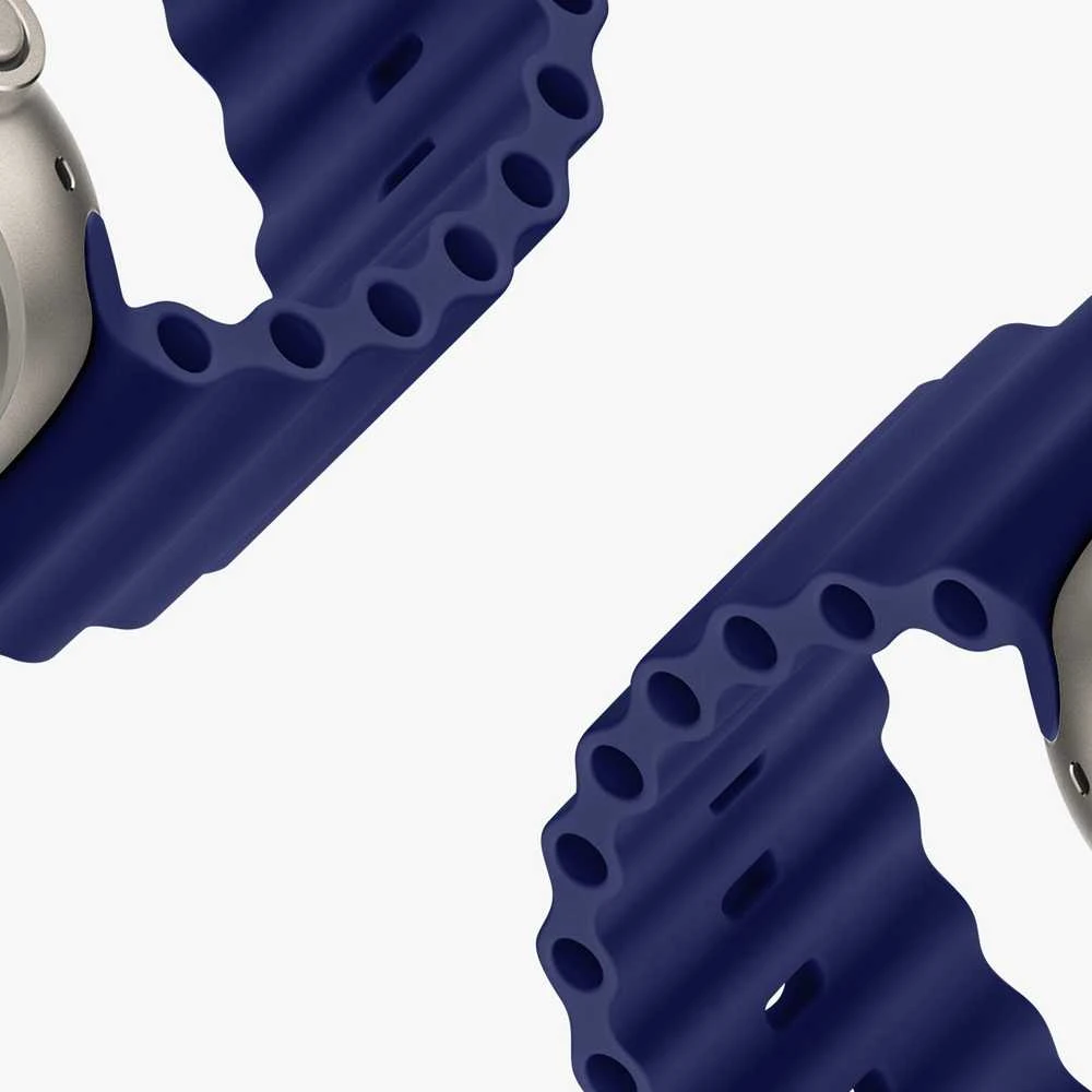 Dux Ducis apyrankė Apple Watch 9 / 8 / 7 / 6 / 5 / 4 / 3 / 2 / SE (41 / 40 / 38mm) silikoninė mėlynos spalvos (OceanWave Version)