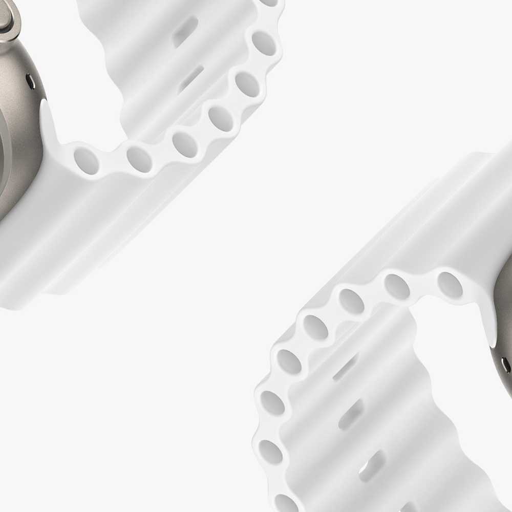 Dux Ducis Apyrankė Apple Watch 9 / 8 / 7 / 6 / 5 / 4 / 3 / 2 / SE (45 / 44 / 42mm) silikoninėBand Bracelet baltos spalvos (OceanWave Version)