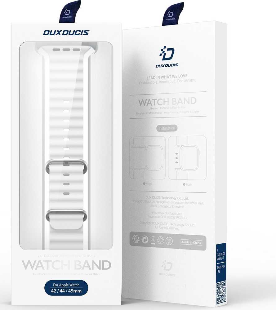 Dux Ducis Apyrankė Apple Watch 9 / 8 / 7 / 6 / 5 / 4 / 3 / 2 / SE (45 / 44 / 42mm) silikoninėBand Bracelet baltos spalvos (OceanWave Version)