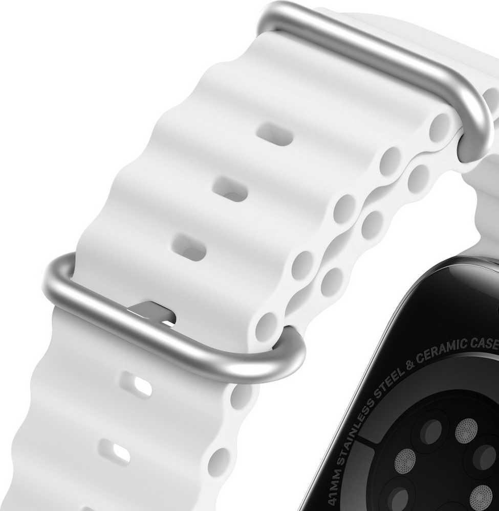 Dux Ducis Apyrankė Apple Watch 9 / 8 / 7 / 6 / 5 / 4 / 3 / 2 / SE (45 / 44 / 42mm) silikoninėBand Bracelet baltos spalvos (OceanWave Version)