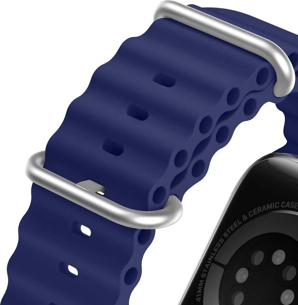 Dux Ducis apyrankė Apple Watch 9 / 8 / 7 / 6 / 5 / 4 / 3 / 2 / SE (41 / 40 / 38mm) silikoninė mėlynos spalvos (OceanWave Version)
