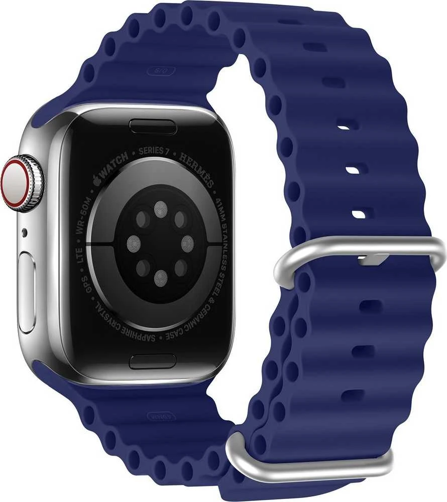 Dux Ducis apyrankė Apple Watch 9 / 8 / 7 / 6 / 5 / 4 / 3 / 2 / SE (41 / 40 / 38mm) silikoninė mėlynos spalvos (OceanWave Version)