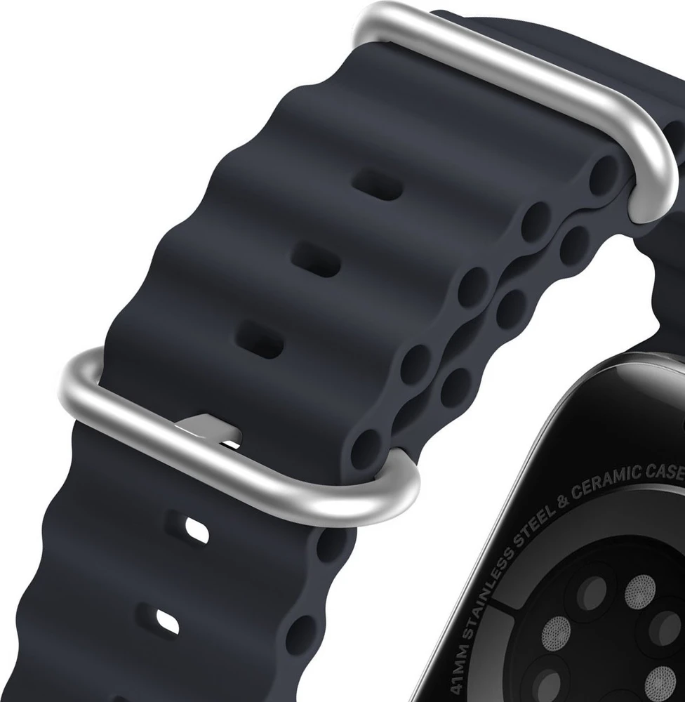 Dux Ducis apyrankė Apple Watch 9 / 8 / 7 / 6 / 5 / 4 / 3 / 2 / SE (41 / 40 / 38mm) silikoninė pilkos spalvos (OceanWave Version)