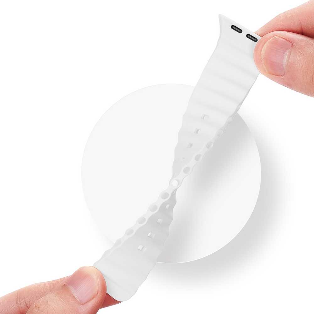 Dux Ducis Apyrankė Apple Watch 9 / 8 / 7 / 6 / 5 / 4 / 3 / 2 / SE (45 / 44 / 42mm) silikoninėBand Bracelet baltos spalvos (OceanWave Version)