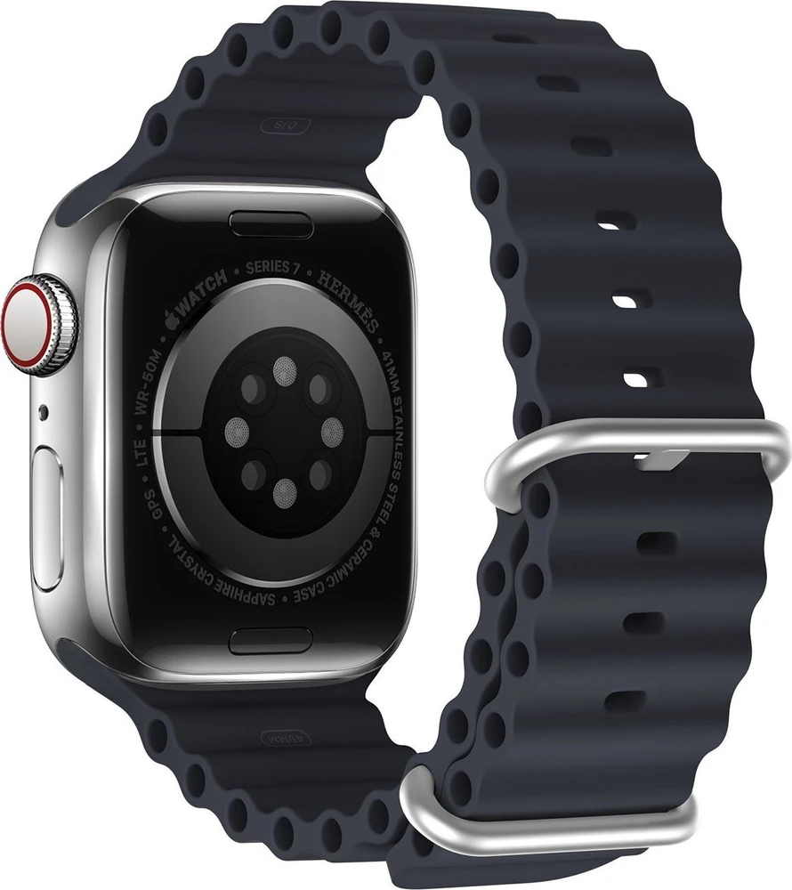Dux Ducis apyrankė Apple Watch 9 / 8 / 7 / 6 / 5 / 4 / 3 / 2 / SE (41 / 40 / 38mm) silikoninė pilkos spalvos (OceanWave Version)