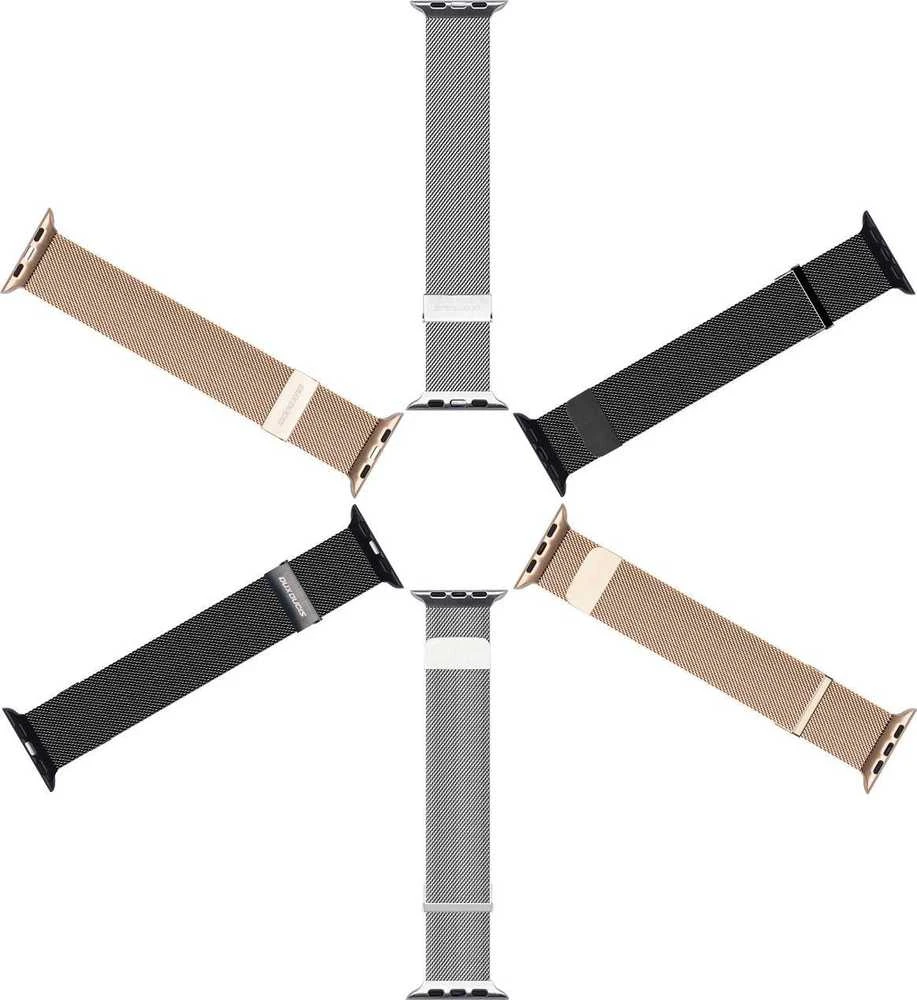 Nerūdijančio plieno magnetinė apyrankė išmaniajam laikrodžiui DUX DUCIS MILANESE, skirta Apple Watch 42 / 44 / 45 mm, juoda