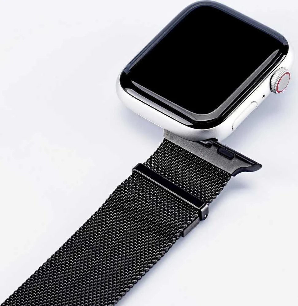 Nerūdijančio plieno magnetinė apyrankė išmaniajam laikrodžiui DUX DUCIS MILANESE, skirta Apple Watch 42 / 44 / 45 mm, juoda
