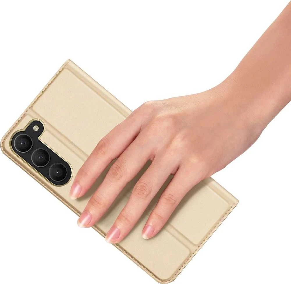 Dėklas Dux Ducis Skin Pro Samsung Galaxy S23 Plus atverčiamas Card Wallet su stoveliu Gold