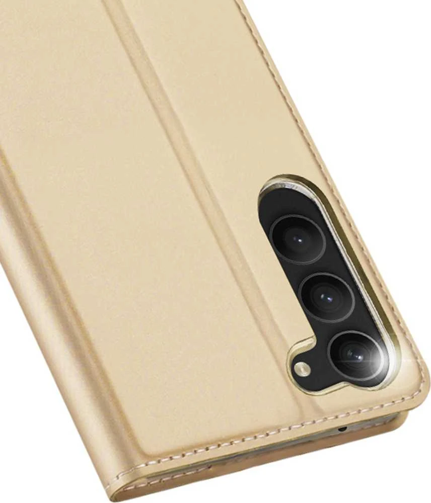 Dėklas Dux Ducis Skin Pro Samsung Galaxy S23 Plus atverčiamas Card Wallet su stoveliu Gold