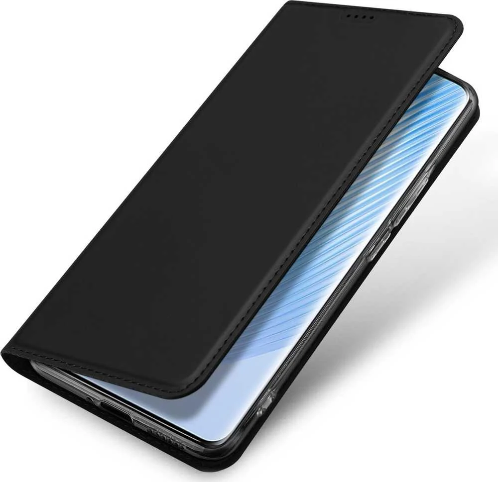 Dux Ducis Skin Pro Honor Magic5 atverčiamas card wallet su stoveliu dėklas telefonui juodos spalvos