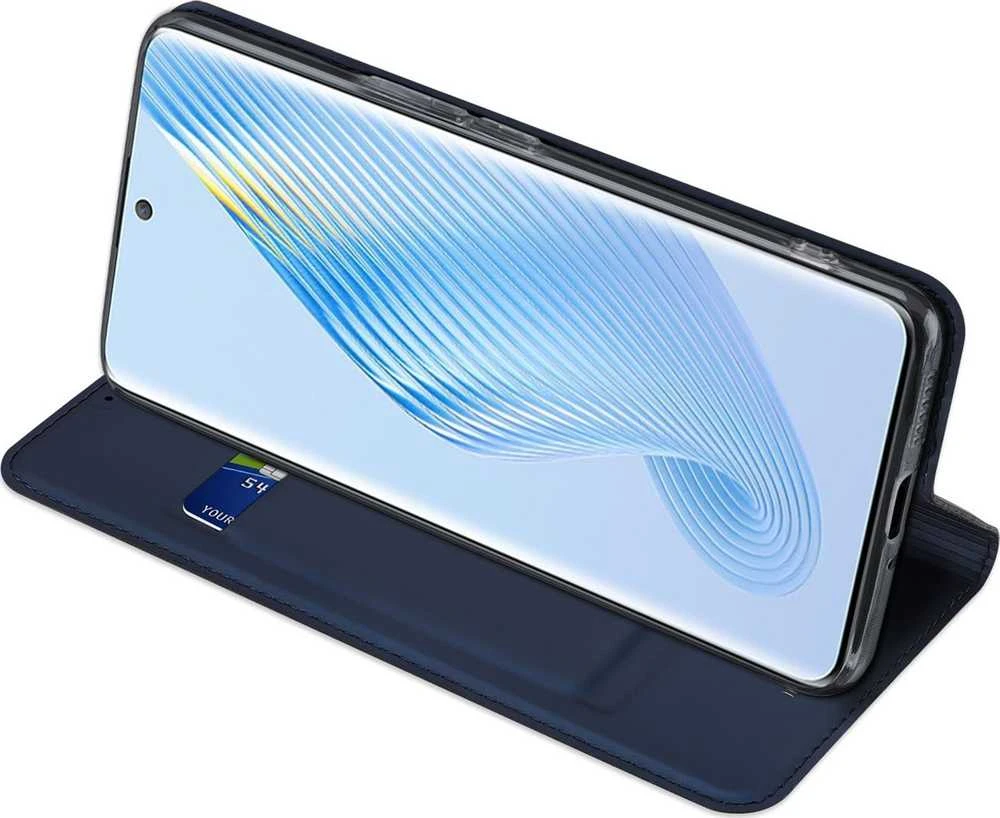 Dux Ducis Skin Pro Honor Magic5 atverčiamas Card Wallet su stoveliu dėklas telefonui mėlynos spalvos