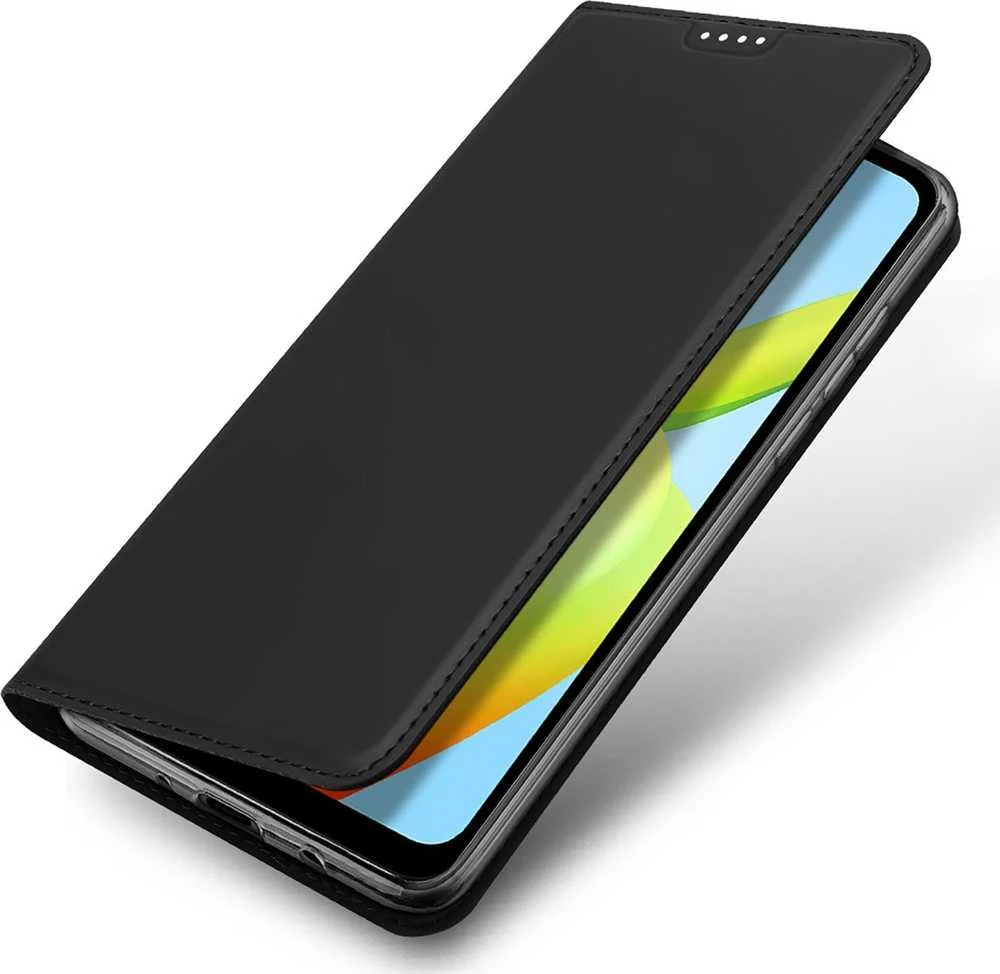 Dux Ducis Skin Pro Xiaomi Redmi A1+ atverčiamas Card Wallet su stoveliu dėklas telefonui juodos spalvos