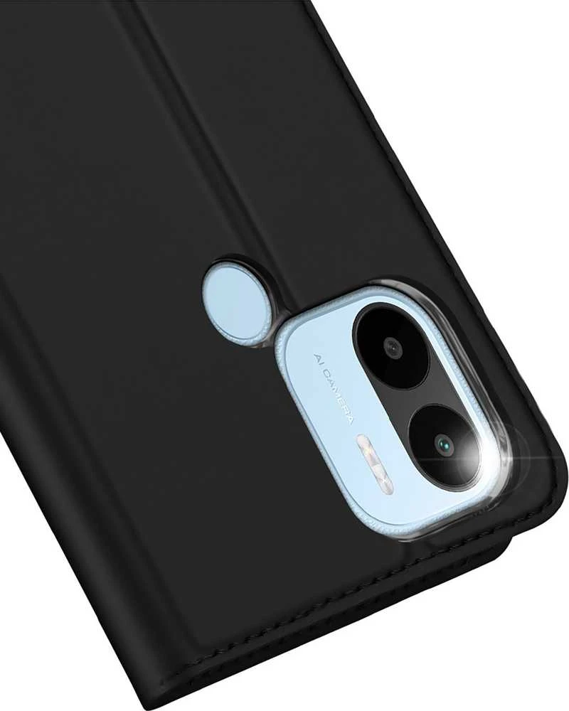 Dux Ducis Skin Pro Xiaomi Redmi A1+ atverčiamas Card Wallet su stoveliu dėklas telefonui juodos spalvos