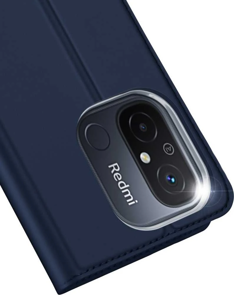 Dux Ducis Skin Pro Xiaomi Redmi 11A / Poco C55 / Redmi 12C atverčiamas Card Wallet su stoveliu dėklas telefonui mėlynos spalvos