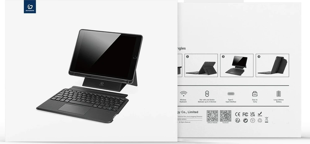Dux Ducis DK Series dėklas su Bluetooth klaviatūra Apple Apple iPad 10 (2022) - juodos spalvos