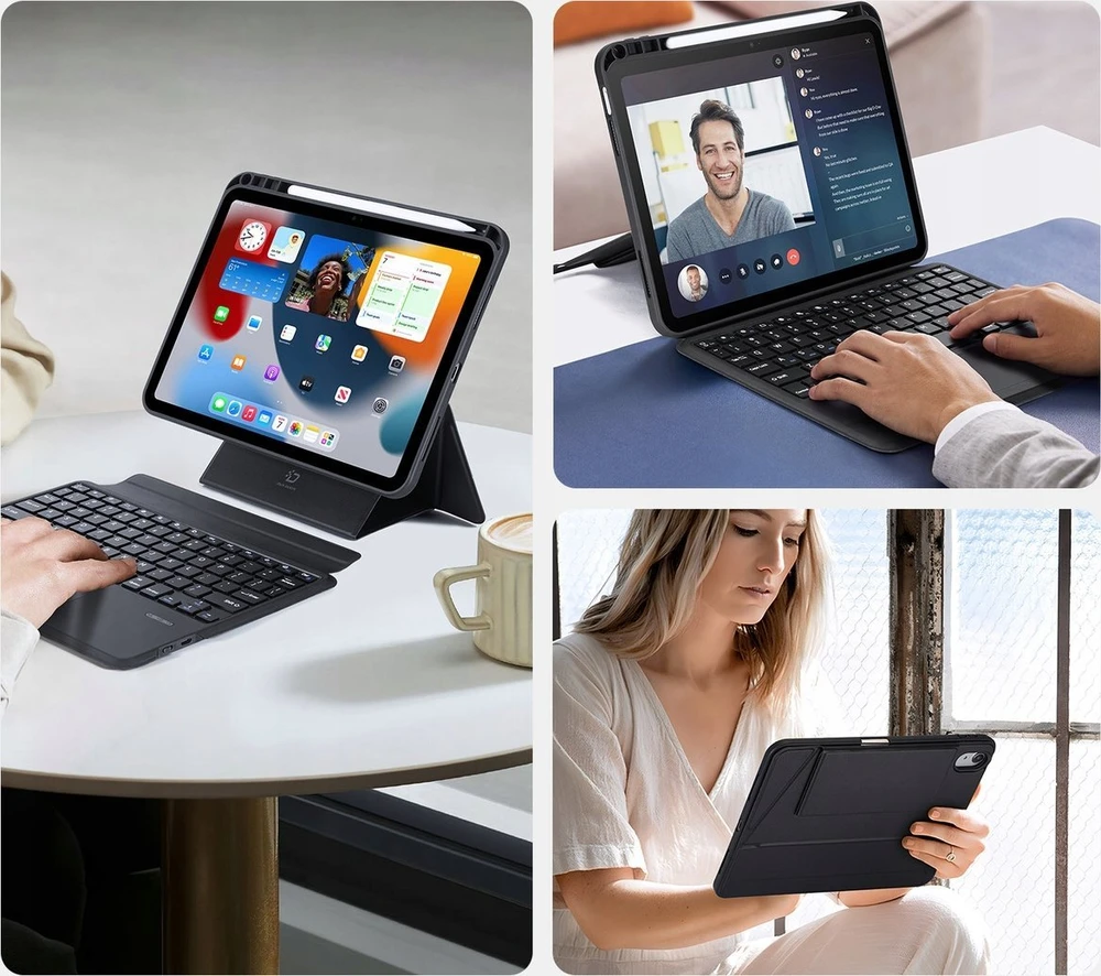 Dux Ducis DK Series dėklas su Bluetooth klaviatūra Apple Apple iPad 10 (2022) - juodos spalvos