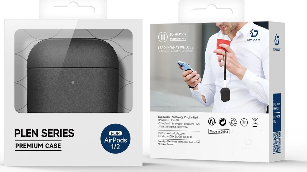Dux Ducis Plen dėklas skirtas AirPods 2 / AirPods 1 headphone dėklas juodas