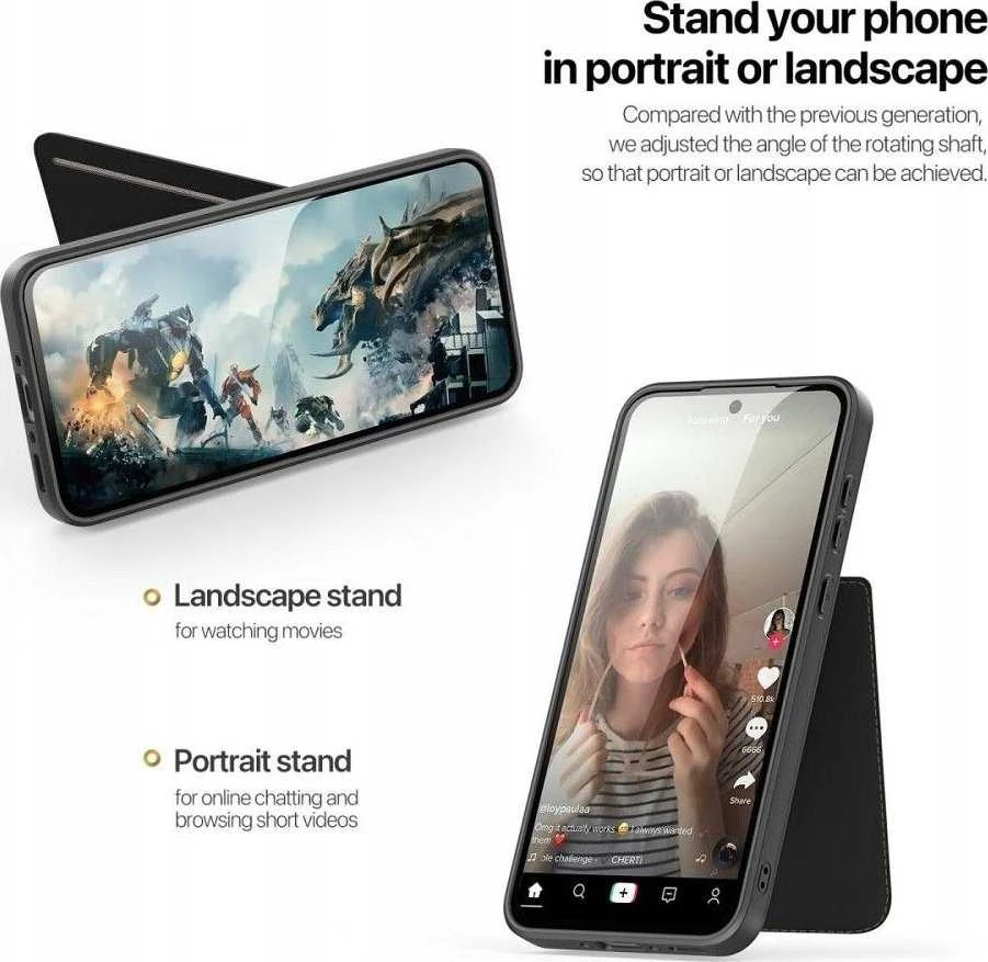 Dux Ducis dėklas RAFI II MAG su stoveliu suderinamas su MagSafe skirtas Samsung Galaxy A35 juodos spalvos