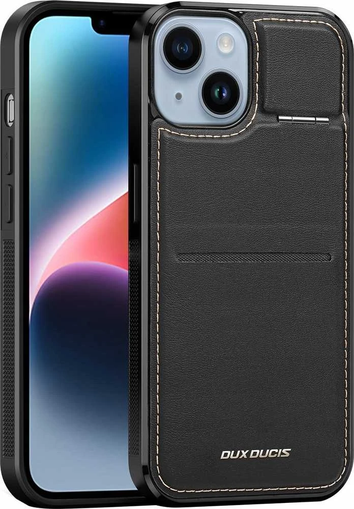 3in1 Wallet with Stand Apple iPhone 15 Plus MagSafe RFID Blocker Dux Ducis Rafi Mag – dėklas telefonui juodos spalvos