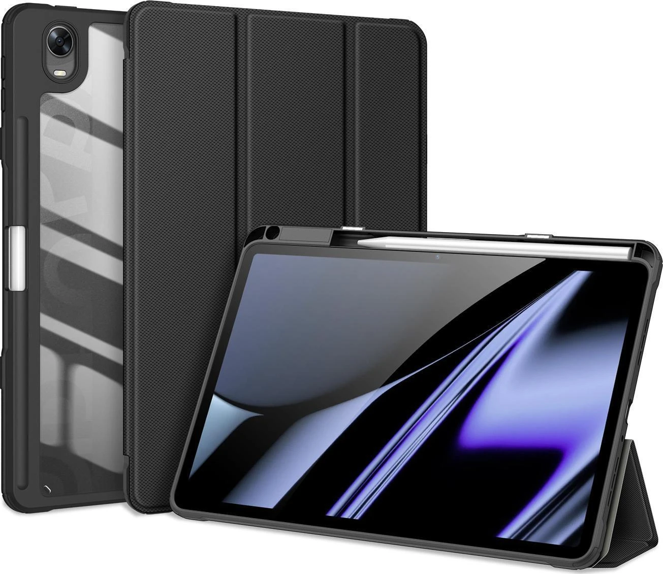 Dux Ducis Toby Armored Flip Smart Oppo Pad with Stylus Holder dėklas planšetiniam kompiuteriui juodos spalvos