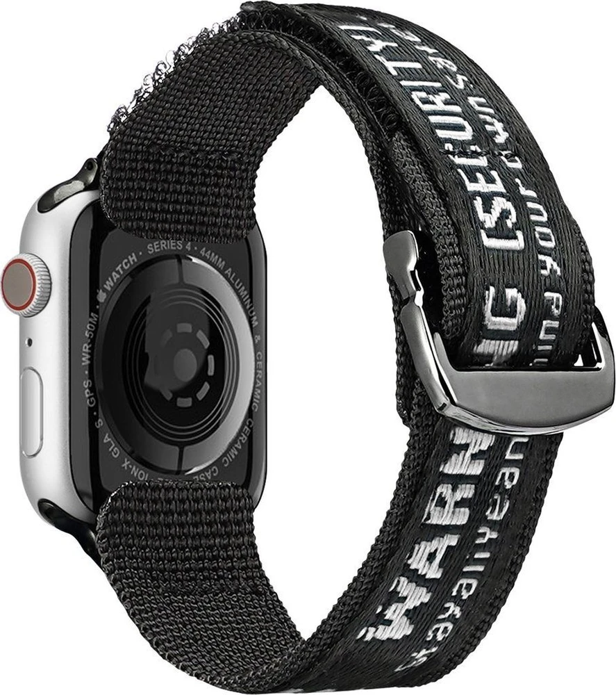 Dux Ducis apyrankė (Outdoor Version) Apple Watch Ultra apyrankė, SE, 9, 8, 7, 6, 5, 4, 3, 2, 1 (49, 45, 44, 42 mm) Nylon juodos ir sidabrinės spalvos