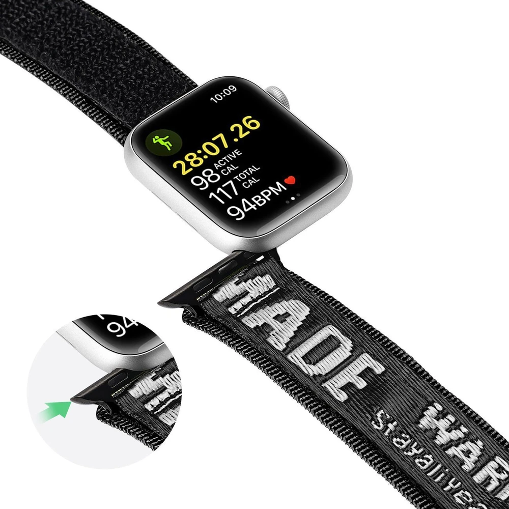 Dux Ducis apyrankė (Outdoor Version) Apple Watch Ultra apyrankė, SE, 9, 8, 7, 6, 5, 4, 3, 2, 1 (49, 45, 44, 42 mm) Nylon juodos ir sidabrinės spalvos