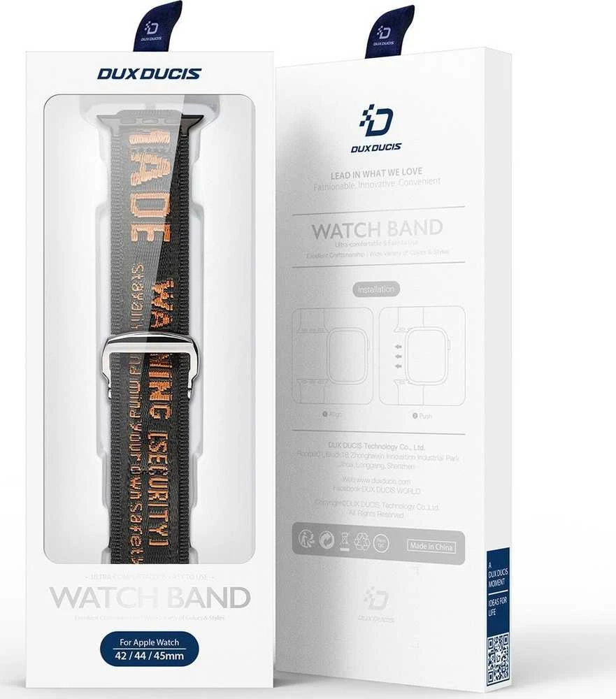 Dux Ducis apyrankė (Outdoor Version) Apple Watch Ultra apyrankė, SE, 9, 8, 7, 6, 5, 4, 3, 2, 1 (49, 45, 44, 42 mm) Nylon juodos ir oranžinės spalvos
