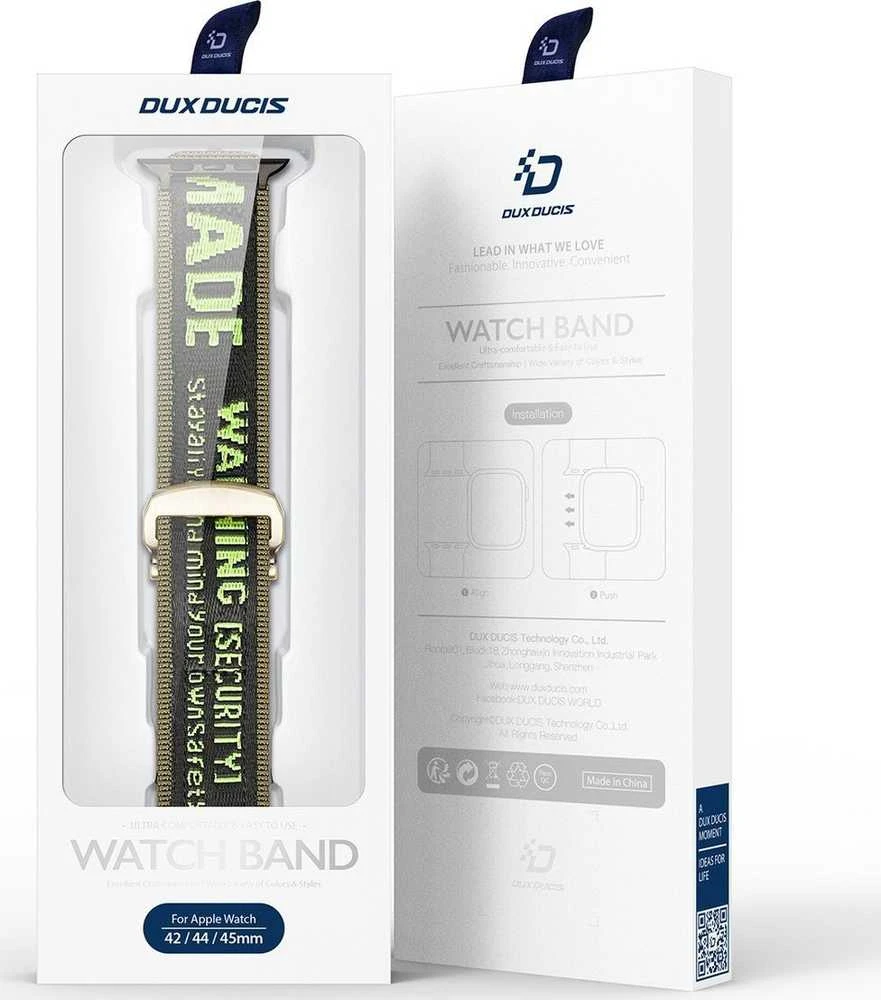 Dux Ducis apyrankė (Outdoor Version) Apple Watch Ultra apyrankė, SE, 9, 8, 7, 6, 5, 4, 3, 2, 1 (49, 45, 44, 42 mm) Nylon juodos ir žalios spalvos