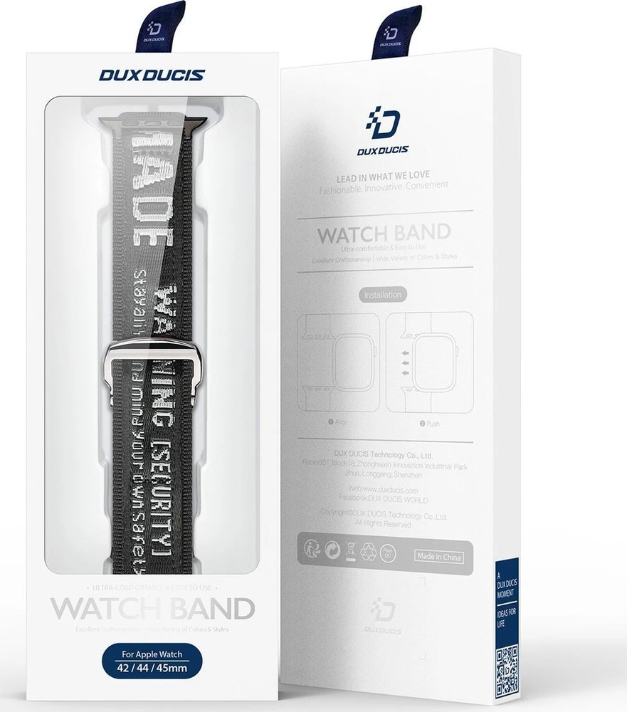 Dux Ducis apyrankė (Outdoor Version) Apple Watch Ultra apyrankė, SE, 9, 8, 7, 6, 5, 4, 3, 2, 1 (49, 45, 44, 42 mm) Nylon juodos ir sidabrinės spalvos