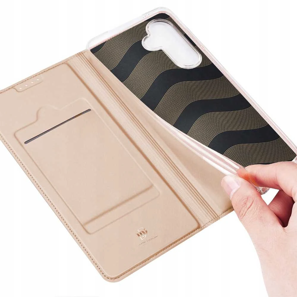 Dux Ducis atverčiamas dėklas SKIN PRO skirtas Samsung Galaxy S24 FE rožinės spalvos