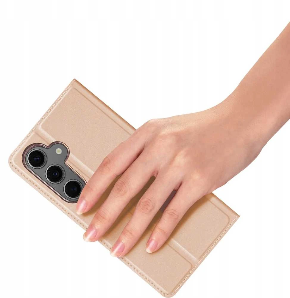 Dux Ducis atverčiamas dėklas SKIN PRO skirtas Samsung Galaxy S24 FE rožinės spalvos