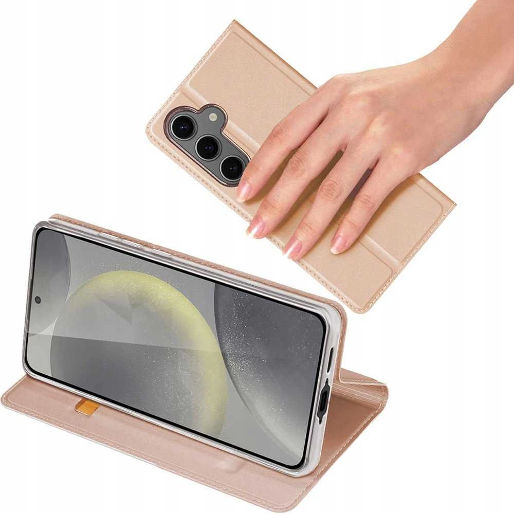 Dux Ducis atverčiamas dėklas SKIN PRO skirtas Samsung Galaxy S24 FE rožinės spalvos