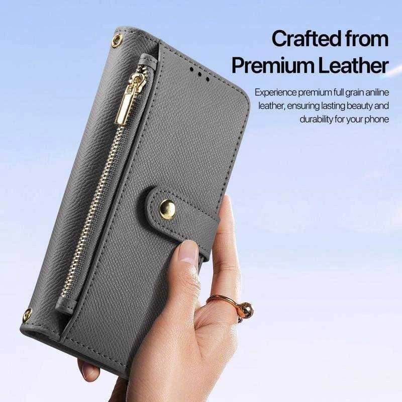 Dux Ducis Lawa Leather Samsung Galaxy S25 Plus with Detachable Magnetic Wallet – dėklas telefonui pilkos spalvos