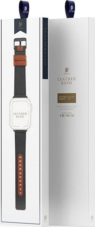 Dux Ducis Litchi Grain Band dirželis opaska bransoleta do Watch 4 40mm / Watch 3 38mm / Watch 2 38mm / Watch 1 38mm juoda universalus