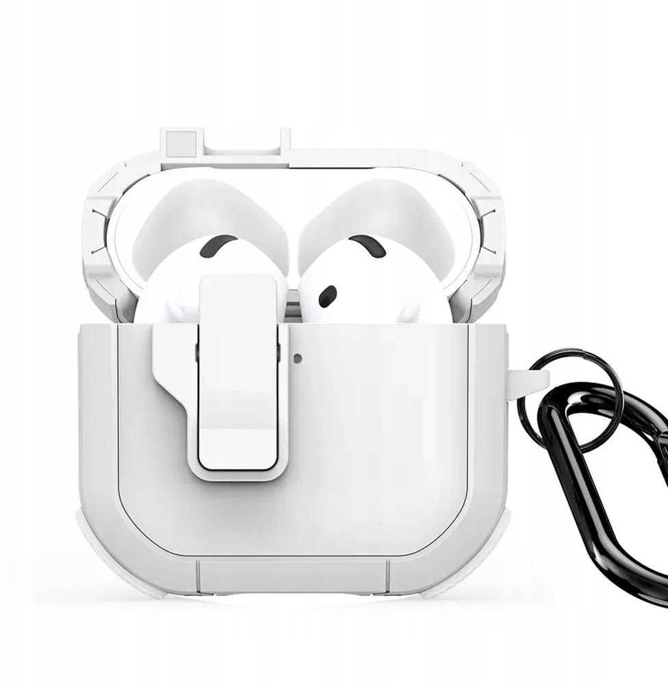Ausinių dėklas Dux Ducis PECP, skirtas AirPods 4 ausinėms, apsauginis TPU+PC, baltas