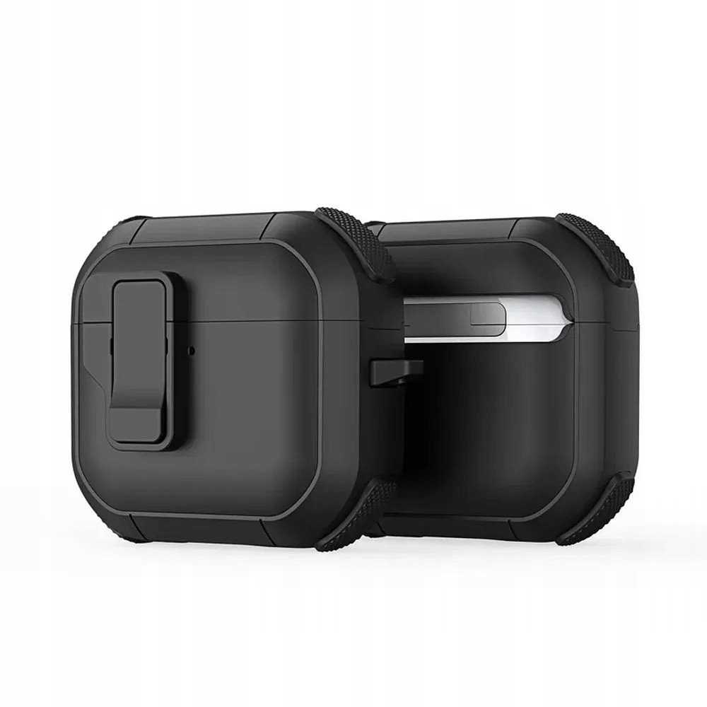 Ausinių dėklas Dux Ducis PECP, skirtas AirPods 4 ausinėms, apsauginis TPU+PC, juodas