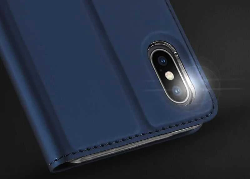 Dux Ducis Premium atverčiamas dėklas skirtas Apple iPhone XS Max, mėlynas