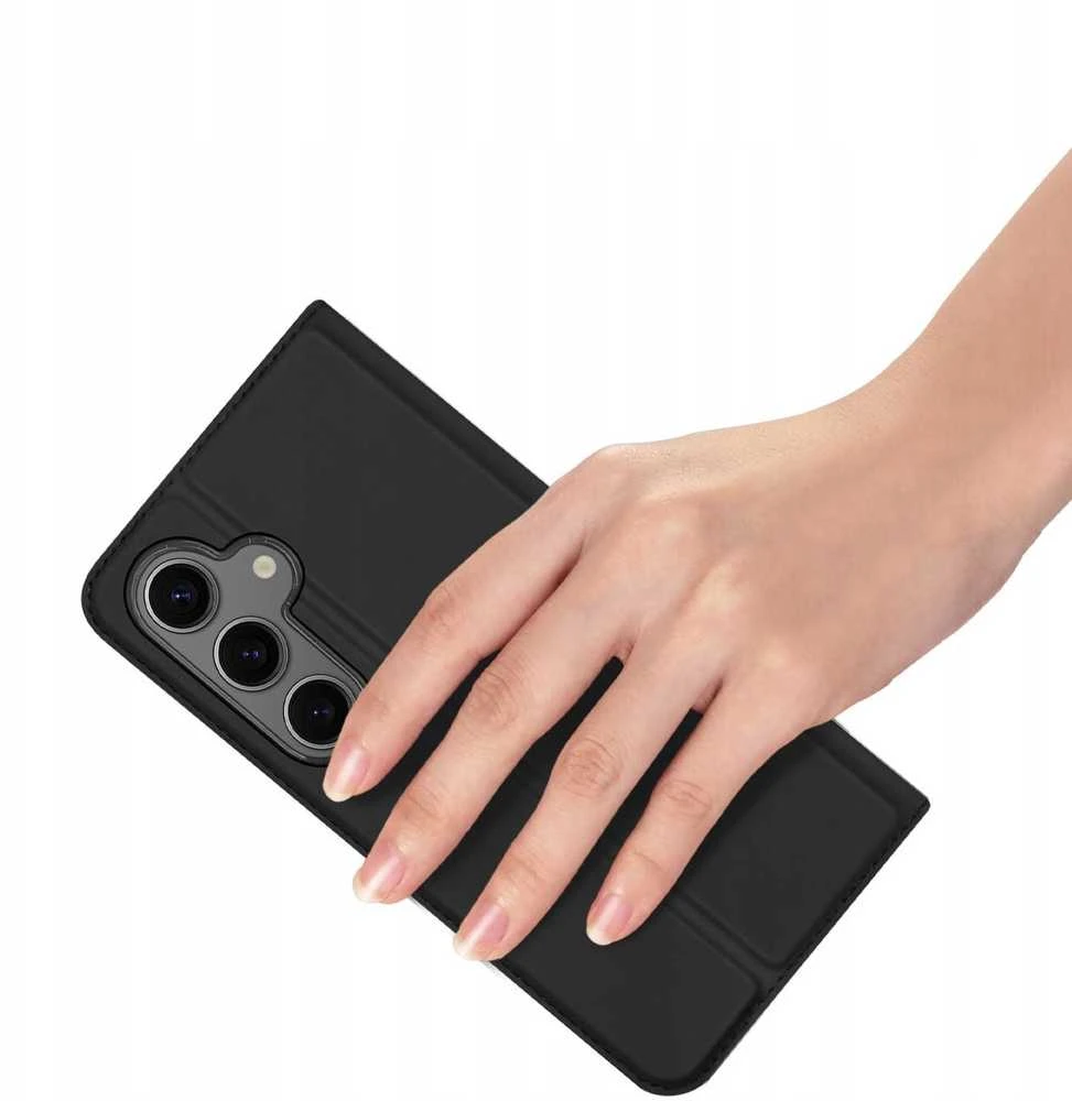Dux Ducis atverčiamas dėklas SKIN PRO skirtas Samsung Galaxy S24 FE juodos spalvos