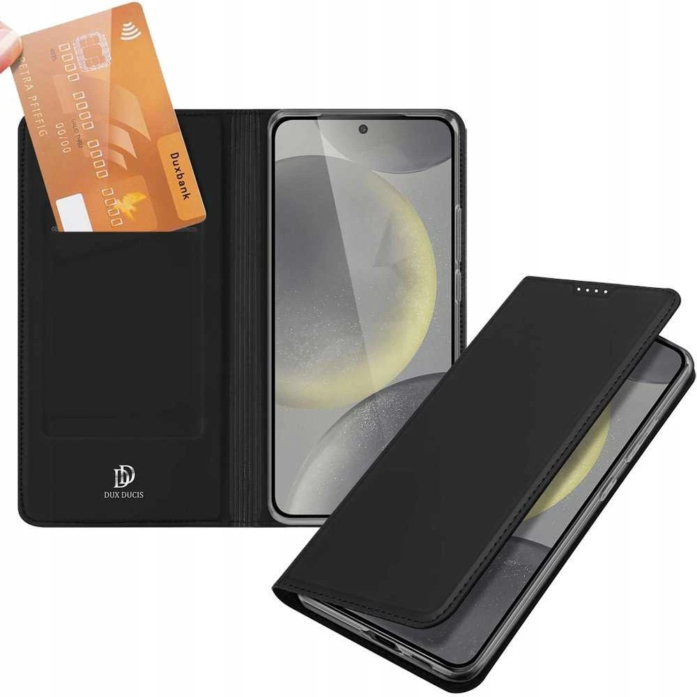 Dux Ducis atverčiamas dėklas SKIN PRO skirtas Samsung Galaxy S24 FE juodos spalvos
