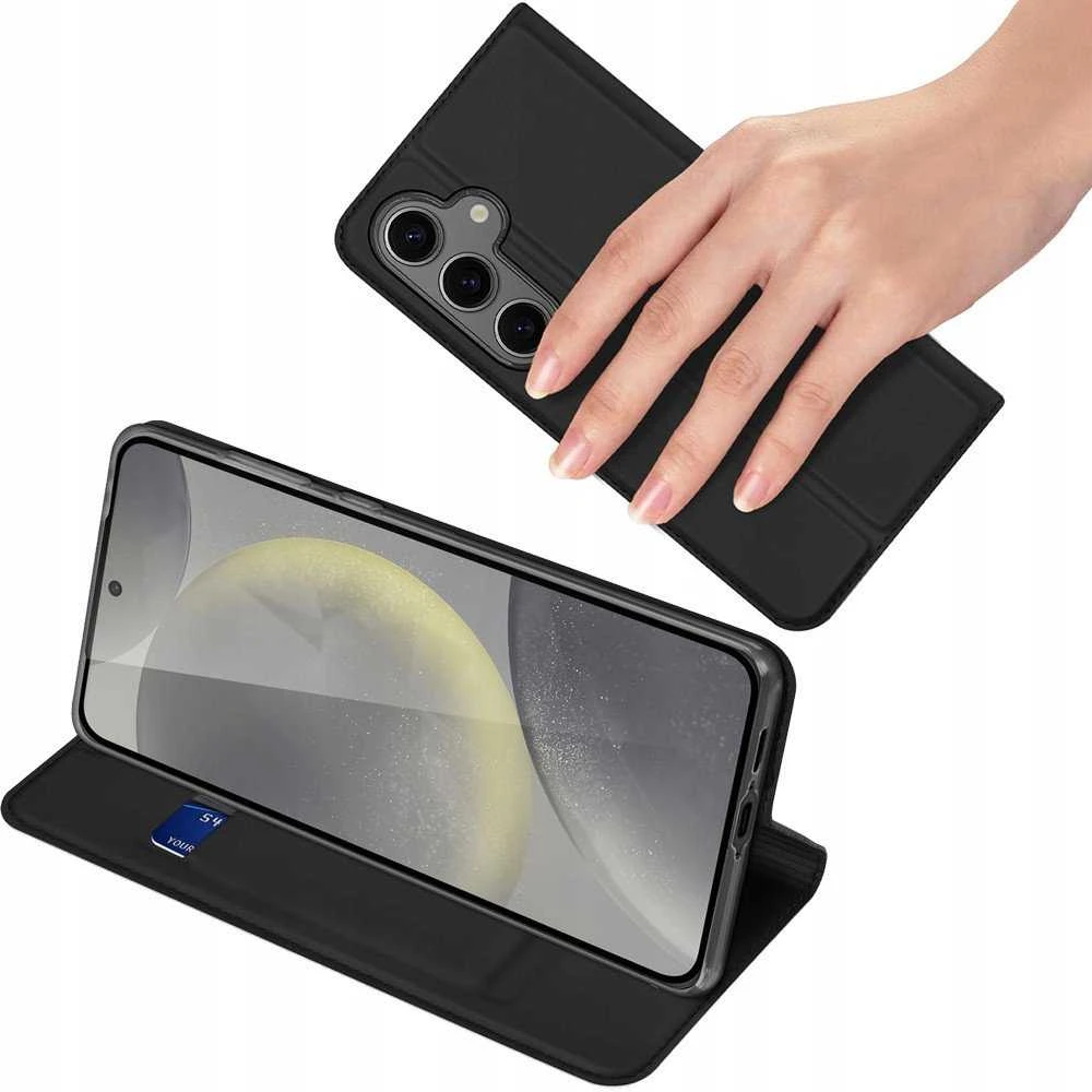 Dux Ducis atverčiamas dėklas SKIN PRO skirtas Samsung Galaxy S24 FE juodos spalvos