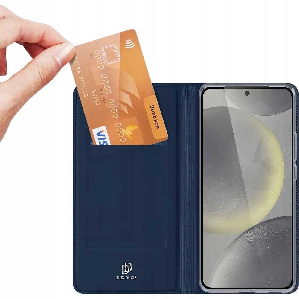Dux Ducis atverčiamas dėklas SKIN PRO skirtas Samsung Galaxy S24 FE mėlynos splalvos