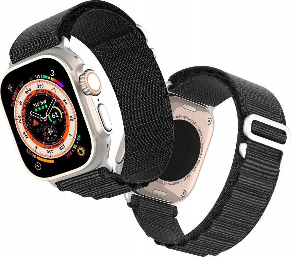 Sport Buckle apyrankė Apple Watch 9/8/7/6/SE/5/4/3/2/1 (41, 40, 38 mm) Dux Ducis Strap GS Version - juodos spalvos