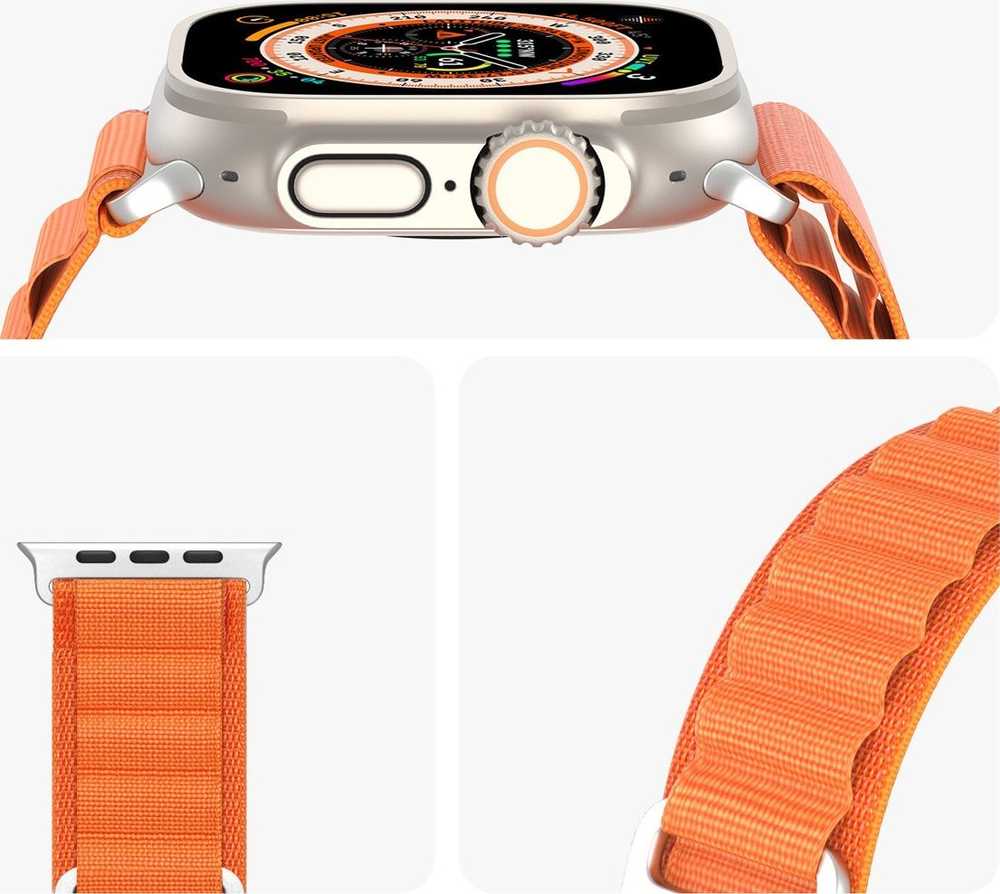 Sport apyrankė buckle for Apple Watch Ultra / 9 / 8 / 7 / 6 / SE / 5 / 4 / 3 / 2 / 1 (42, 44, 45, 49 mm) Dux Ducis Apyrankė GS Version - oranžinės spalvos