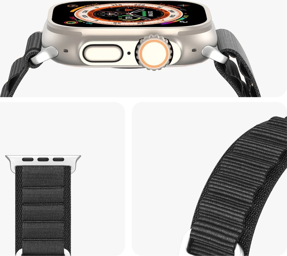 Sport Buckle apyrankė Apple Watch Ultra / 9 / 8 / 7 / 6 / SE / 5 / 4 / 3 / 2 / 1 (42, 44, 45, 49 mm) Dux Ducis Strap GS Version - juodos spalvos