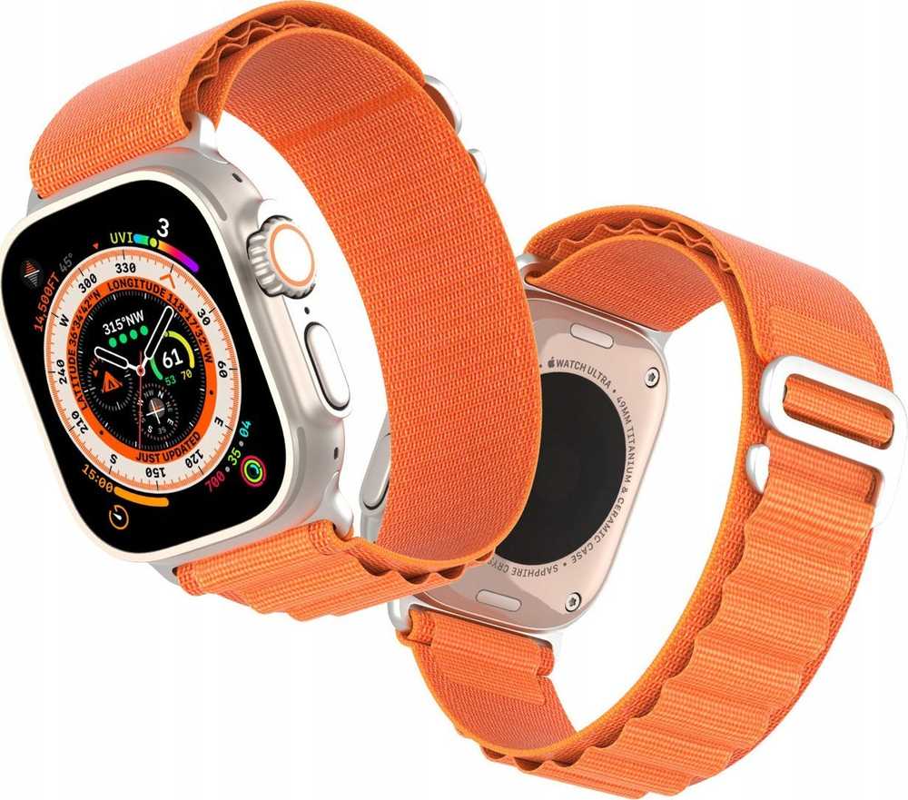 Sport apyrankė buckle for Apple Watch Ultra / 9 / 8 / 7 / 6 / SE / 5 / 4 / 3 / 2 / 1 (42, 44, 45, 49 mm) Dux Ducis Apyrankė GS Version - oranžinės spalvos