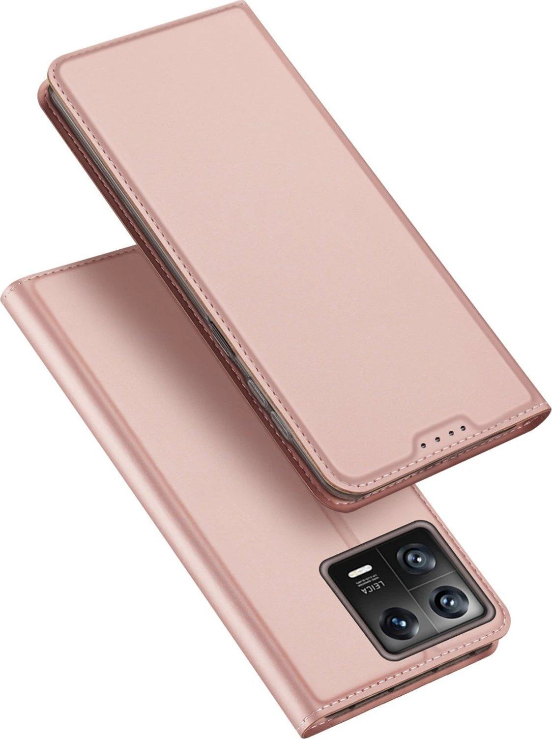 Dux Ducis Skin Pro Xiaomi 13 atverčiamas Card Wallet su stoveliu dėklas telefonui rožinės spalvos