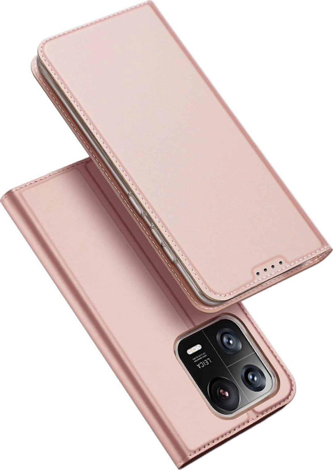 Dux Ducis Skin Pro Xiaomi 13 Pro atverčiamas Card Wallet su stoveliu dėklas telefonui rožinės spalvos