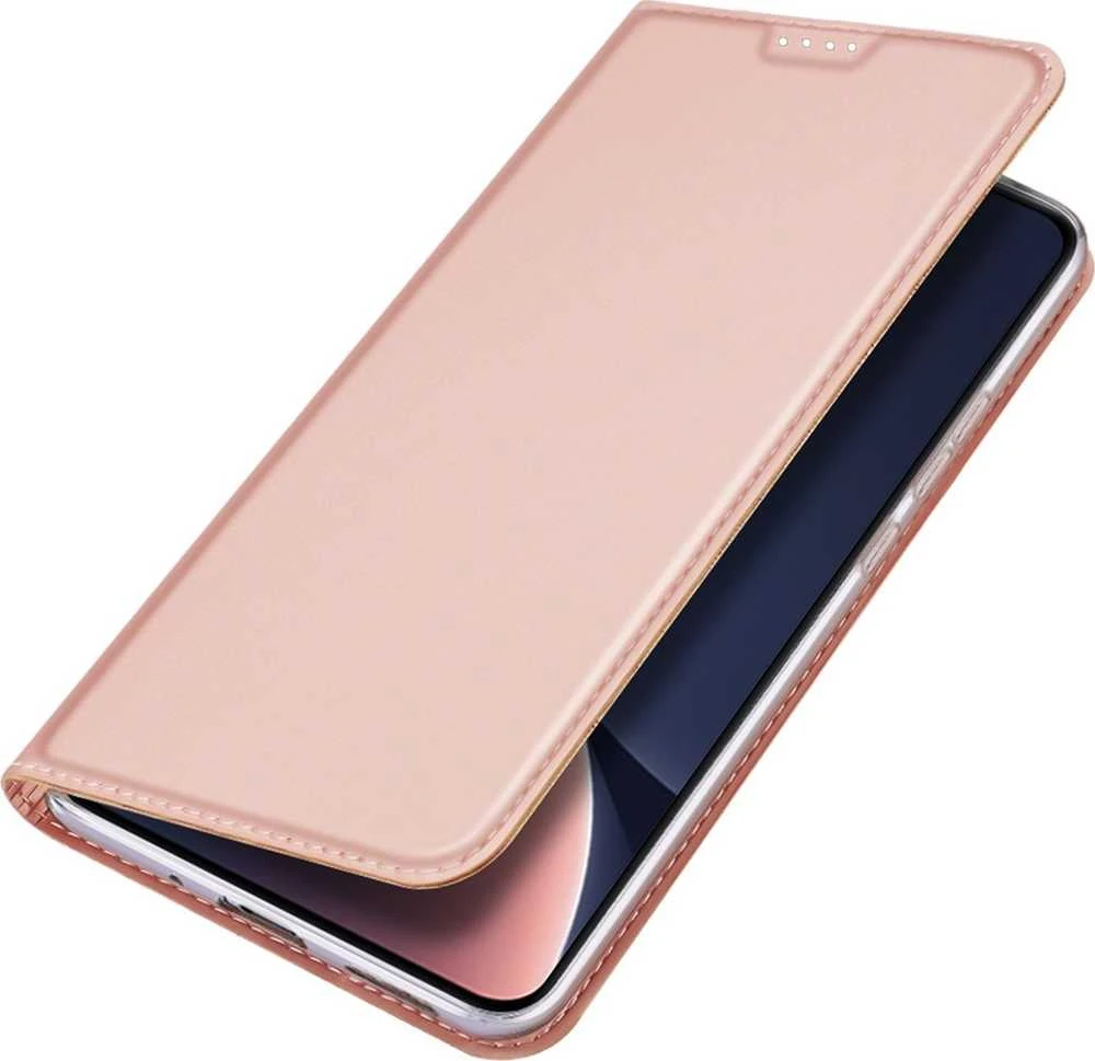 Dux Ducis Skin Pro Xiaomi 13 atverčiamas Card Wallet su stoveliu dėklas telefonui rožinės spalvos