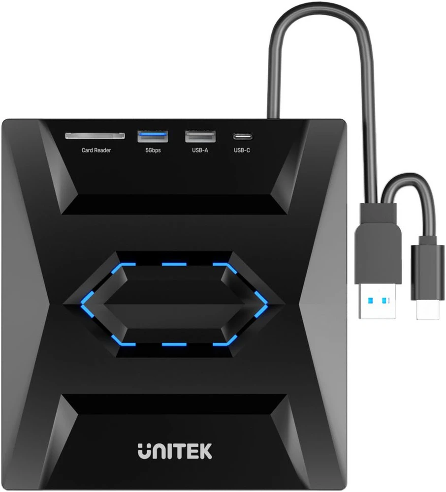 DVD grotuvas Unitek Nagrywarka zewnętrzna Unitek DVD/CD, Hub USB 5Gbps, SD kortelių skaitytuvas