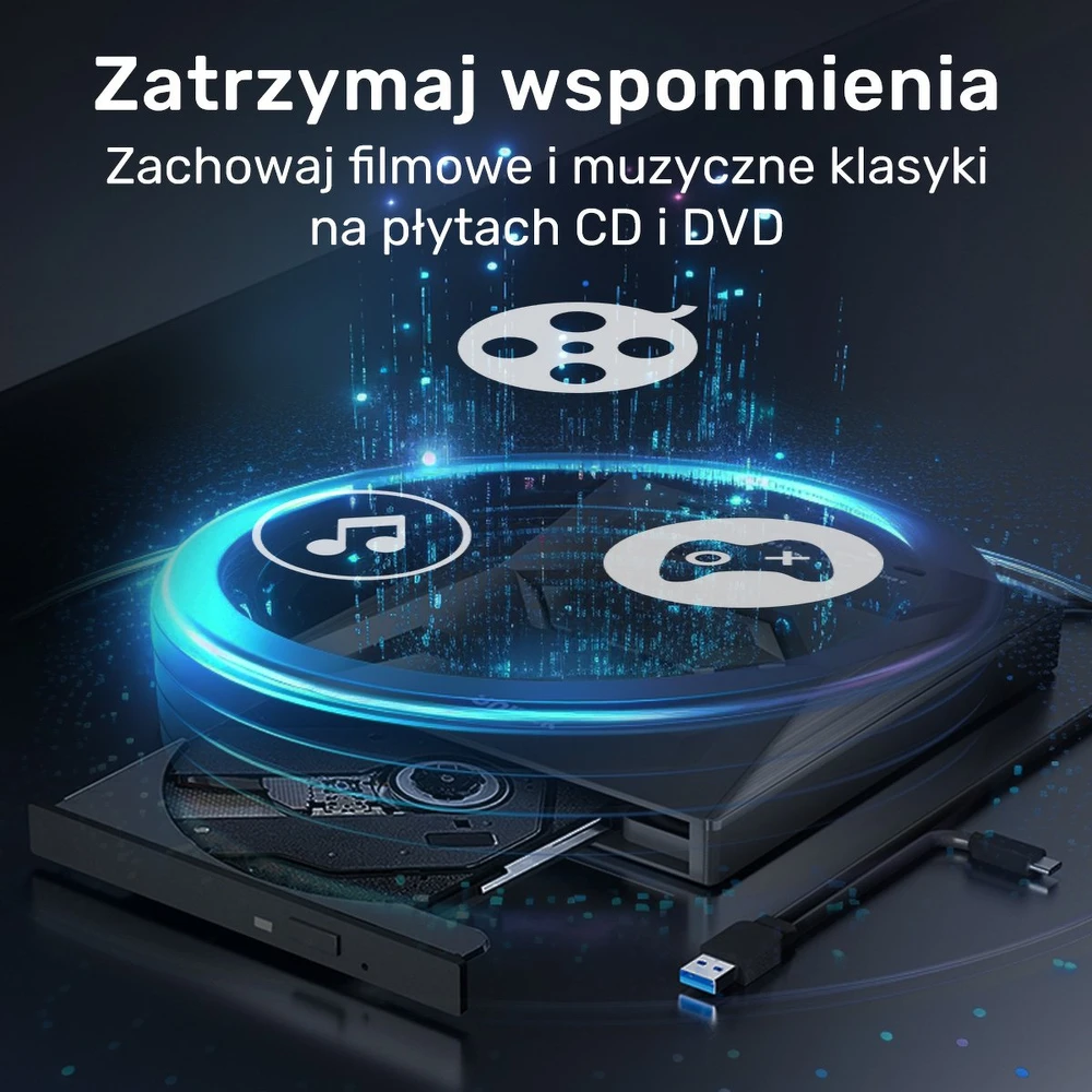 DVD grotuvas Unitek Nagrywarka zewnętrzna Unitek DVD/CD, Hub USB 5Gbps, SD kortelių skaitytuvas